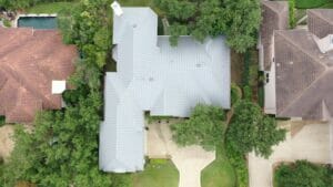 top view of light colored metal roof