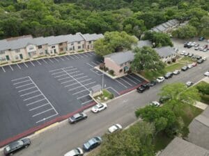 multiple apartment buildings with new roofs
